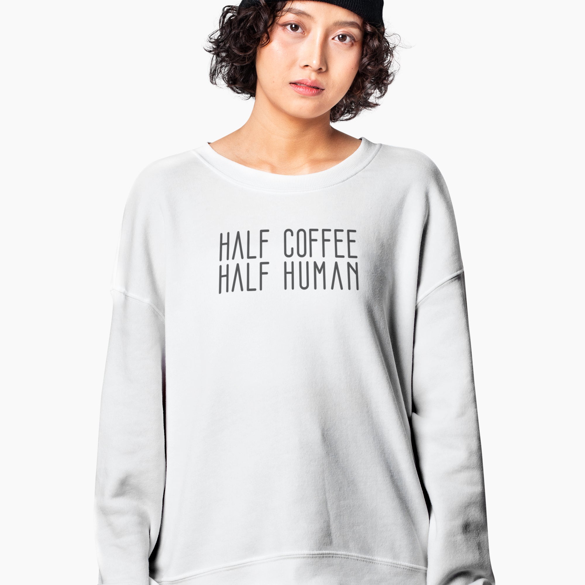 Half coffee half human sweatshirt sale